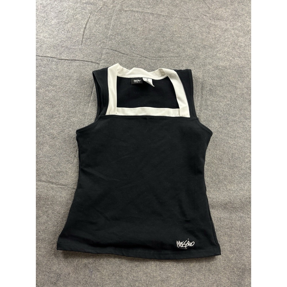 VTG Mossimo Women's M Knit Tank Top Black/White Contrast Trim 2000s Y2K‎ Sporty